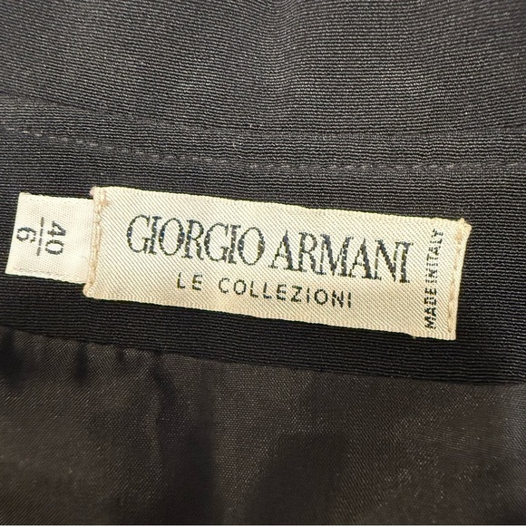 Giorgio Armani Italy Solid Black Dress Ruffle V-Neck Back Zip Size US 6 EU 40 - Picture 5 of 11